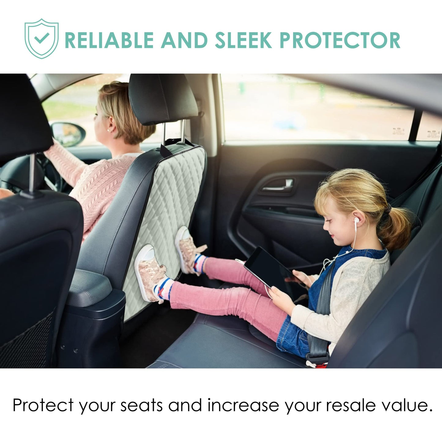 Fh Group Faux Leather Back Seat Kick Protectors - 2 Pack Diamond Stitched Back Seat Protector For Driver And Passenger Seat, Wat