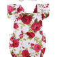 Newborn Kids Baby Girls Clothes Floral Jumpsuit Romper Playsuit + Headband Outfits (A-Red, 18-24 Months)