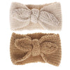 OVOY Turban Headband Baby Girl - Warm Rabbit Knot Hair Band Wrap Newborn Toddler Children 2Pcs (Brown+Beige, One Size)