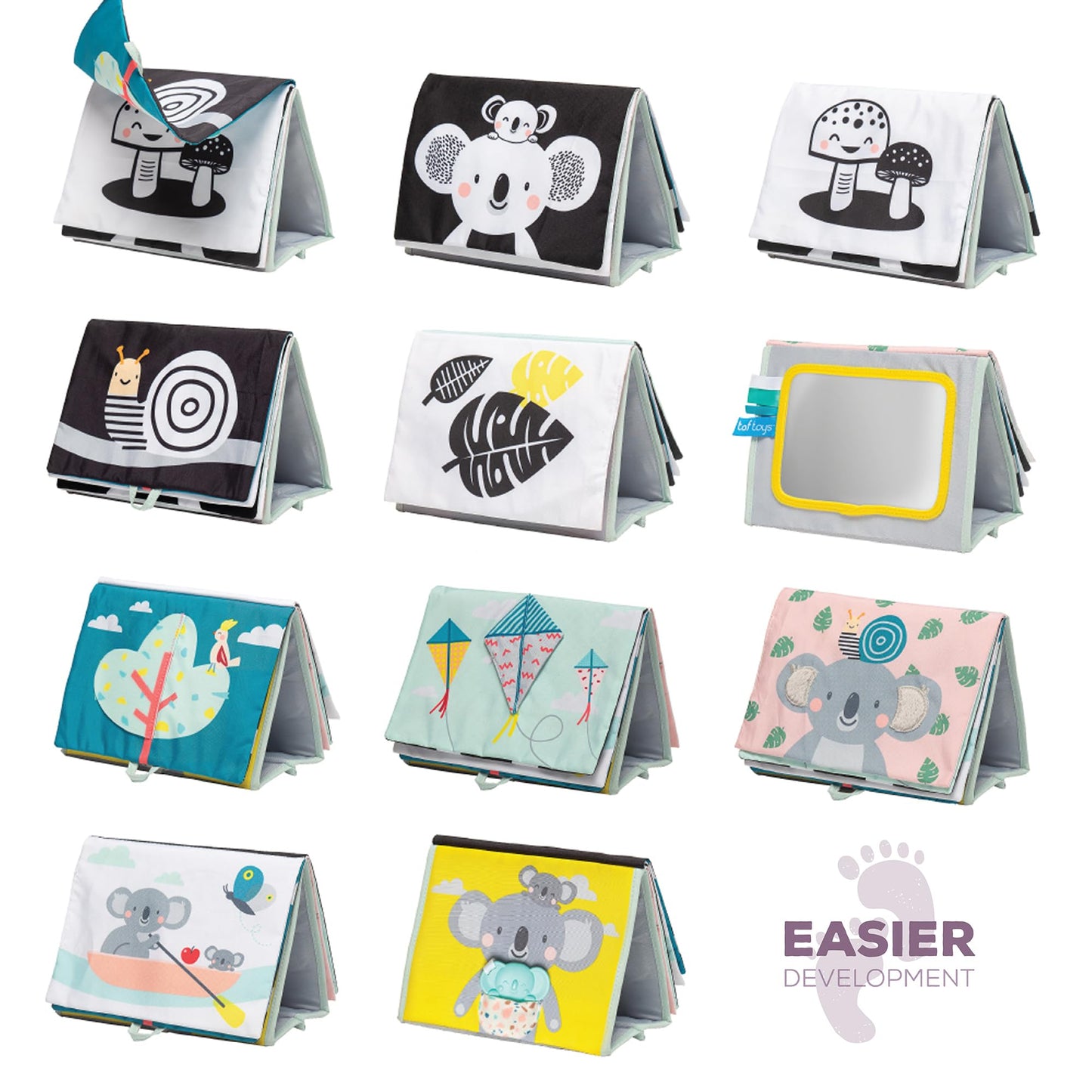 Tummy Time Toys High Contrast Baby Book. Fun, Interactive Crinkle Books for Babies with Baby Tummy Time Mirror & Soft Koala Teet