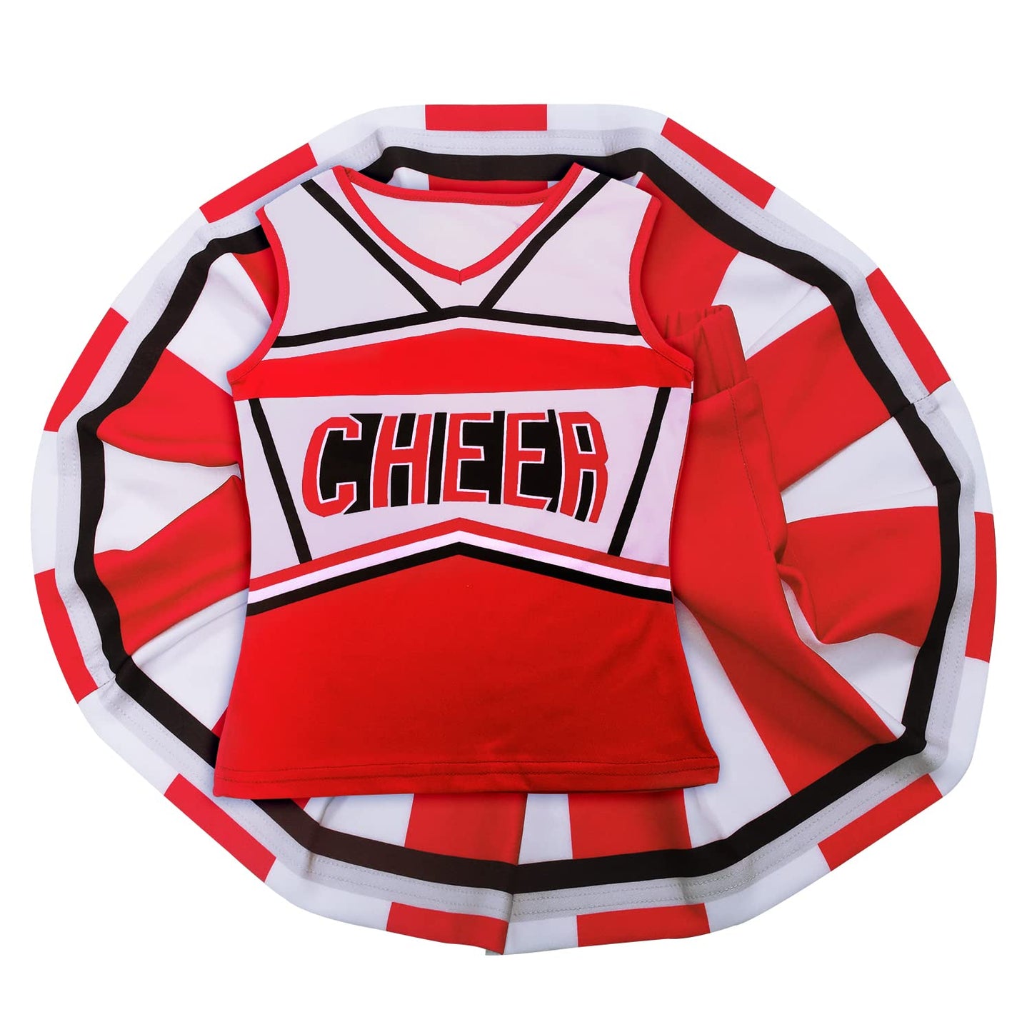 Koatobbor Girls Cheerleader Costume Cheerleading Outfit Dress For Halloween Party Birthday Gift 3-9Years (Red, 6-7 Years)