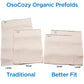 OsoCozy Organic Cotton Prefold Cloth Diapers Better Fit Small 4x8x4 Layering (6pk) - Super-soft, Thick, Absorbent, Durable and E