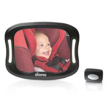 Diono Easy View Xxl Baby Car Mirror With Extra Wide View, Safety Car Seat Mirror For Rear Facing Infant With 360 Rotation, Led N