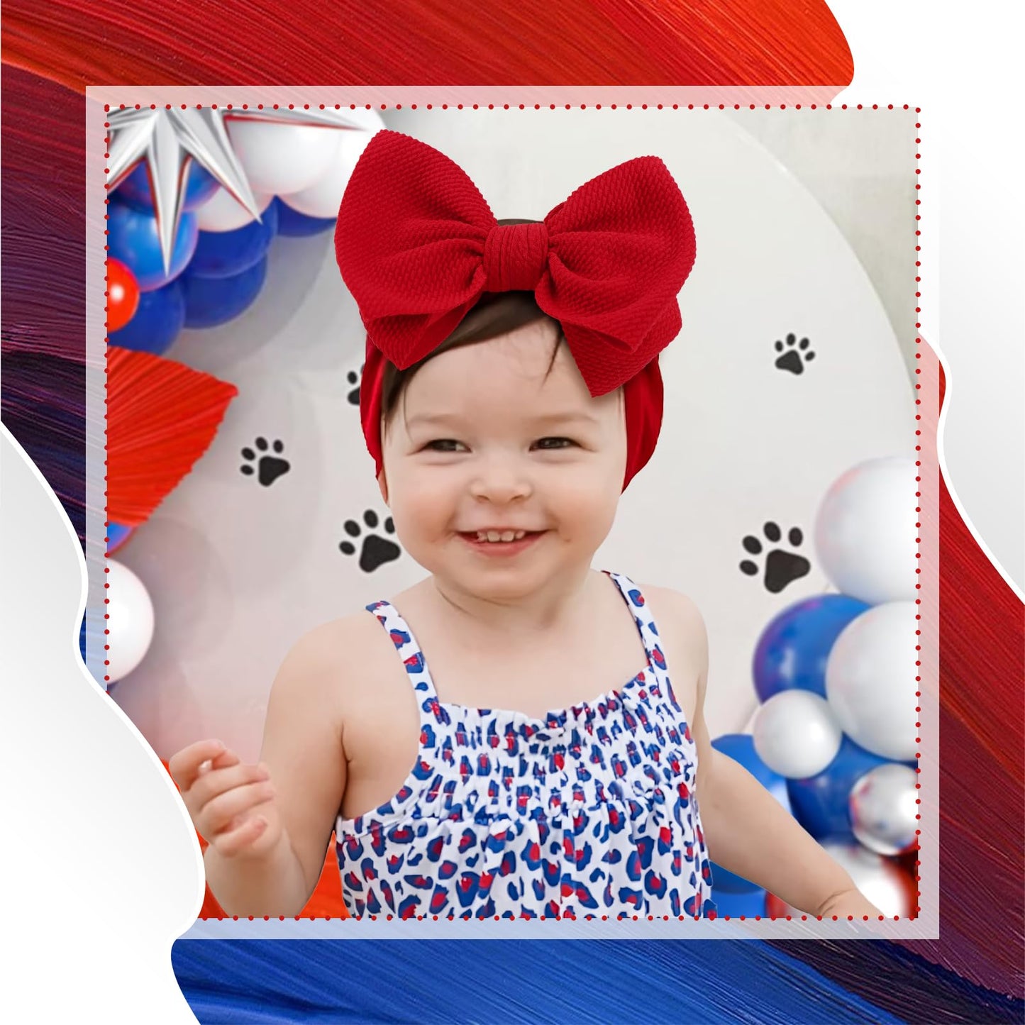 Yanjie Baby Headbands Red Hair Bow Blue Headband Baby Bow Newborn For Girls Nylon Headband Infant Baby Girl Big Bows Baby 0-6 Mo