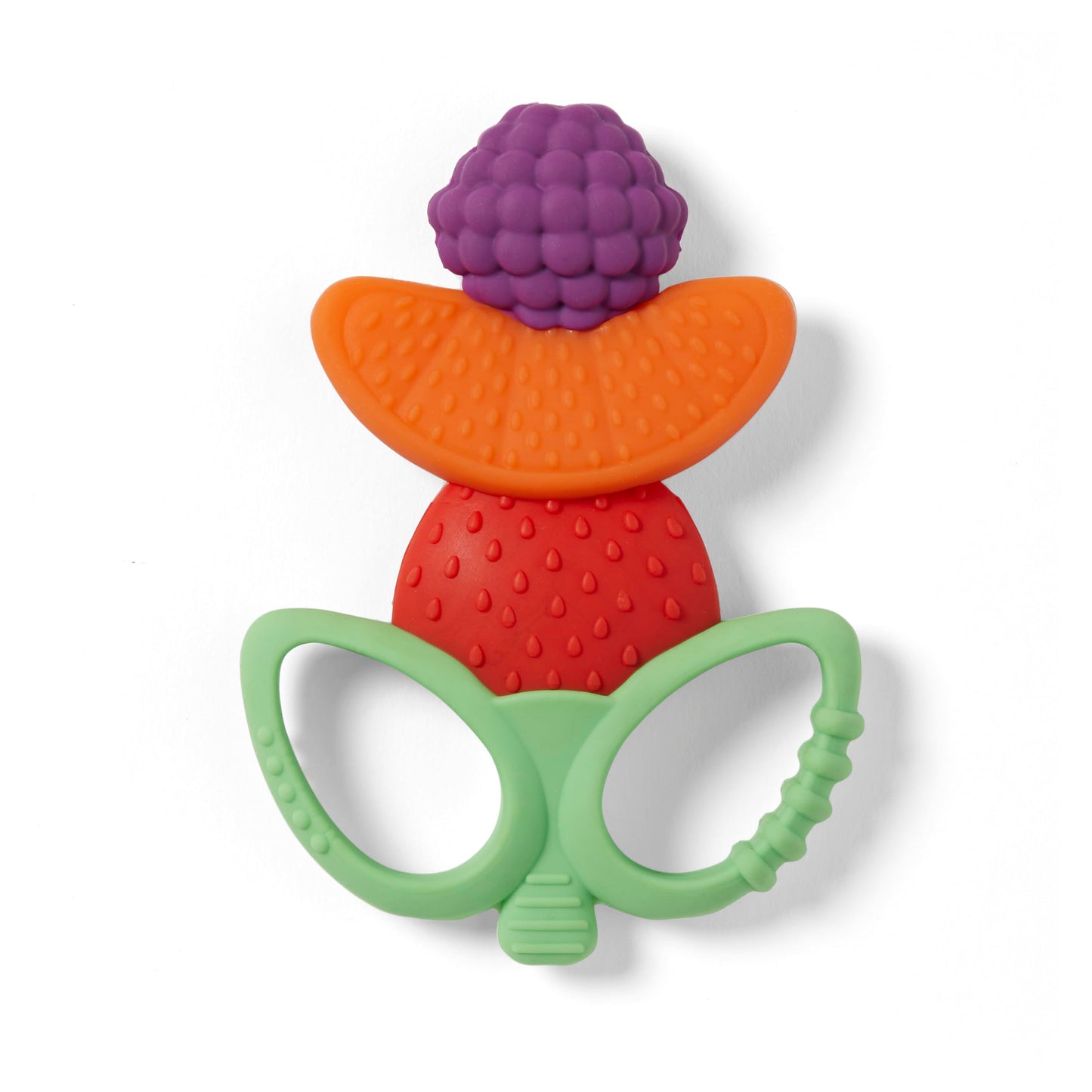 Infantino Lil Nibbles Textured Silicone Teether -Sensory Exploration and Teething Relief with Easy to Hold Handles, Multicolor