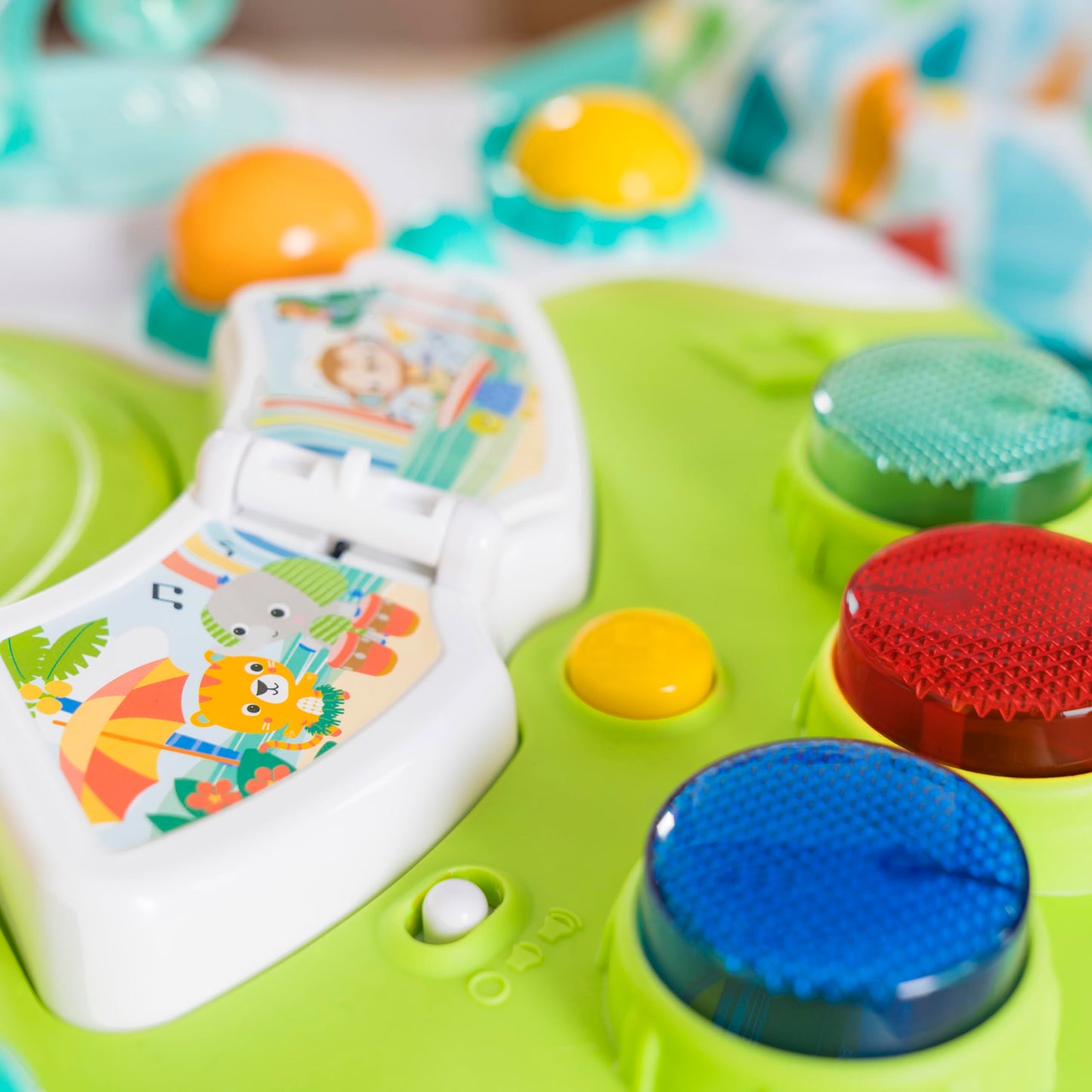 Bright Starts Around We Go 2-in-1 Walk-Around Baby Activity Center & Table, Tropic Cool, Ages 6 Months+
