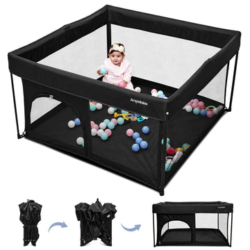 Angelbliss 50X50 Foldable Baby Playpen With Carrying Bag & Safety Lock - Astm F406 Certified Baby Fence For Indoor/Outdoor, Ligh