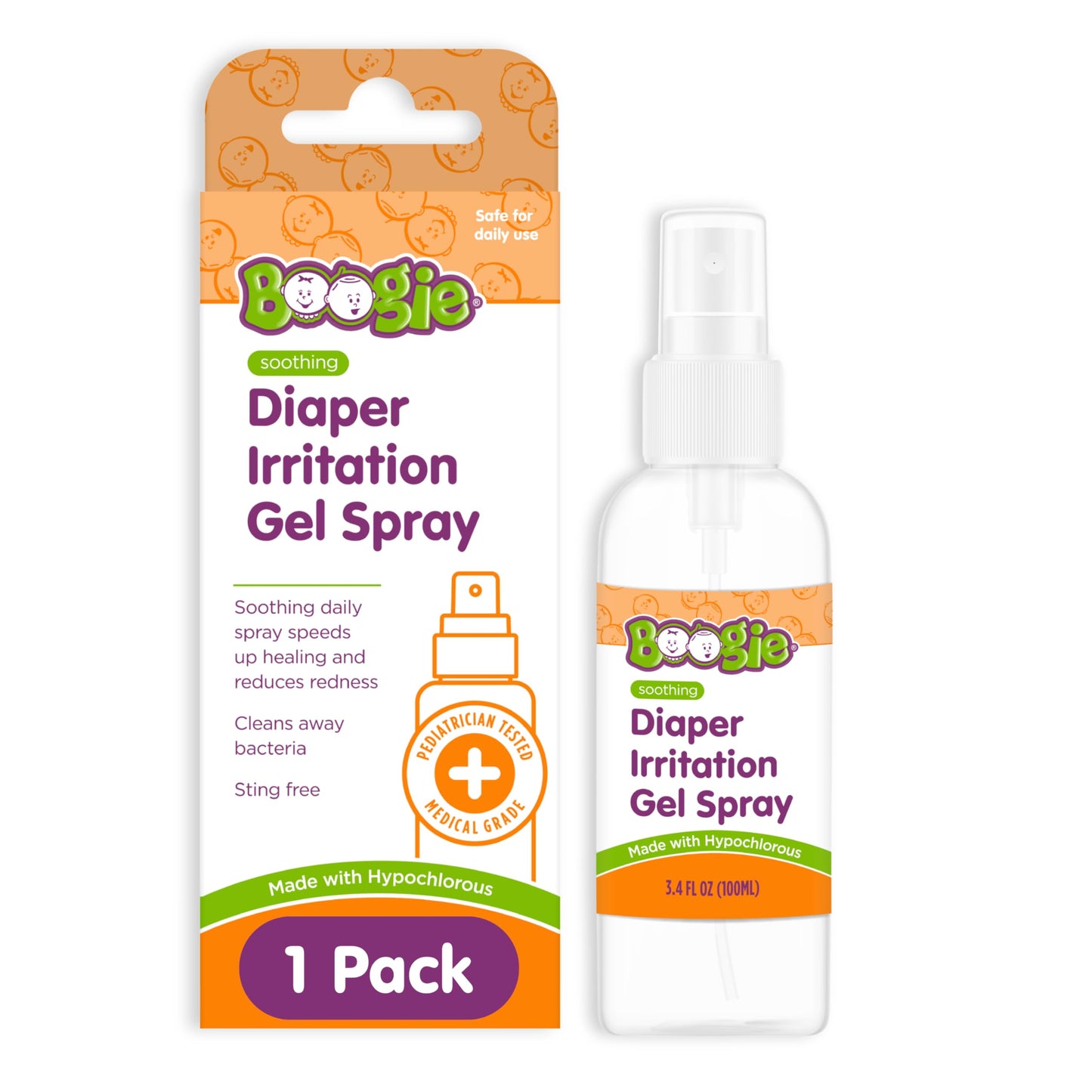 Boogie Hypochlorous Acid Diaper Irritation Gel Spray - 3.4 oz - Baby Essentials for Diaper Rash, Soothing Cleansing Spray
