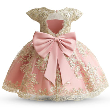 Nnjxd Baby Girl Dress Flower Embroidery Princesstutu Pageant Party Gown 2006 Pink Size(120) 4-5 Years