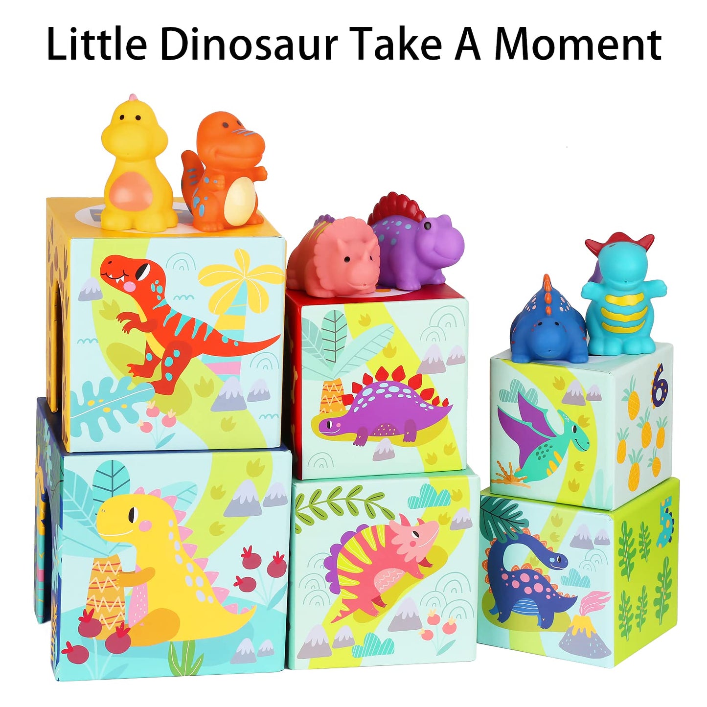KMTJT Toddlers and Babies Dinosaur Sorting and Stacking Toys Blocks for 1-3 Kids Preschool Learning, Numbers Nesting Boxes Monte