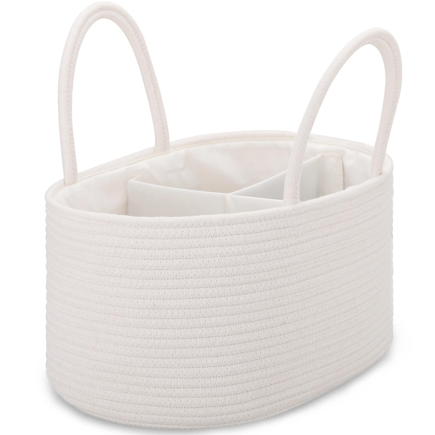 Comse Large Diaper Caddy Organizer For Girl Boy, Gift Basket, Car Diaper Caddy With Handles, Cotton Rope Diaper Basket, Baby Sho