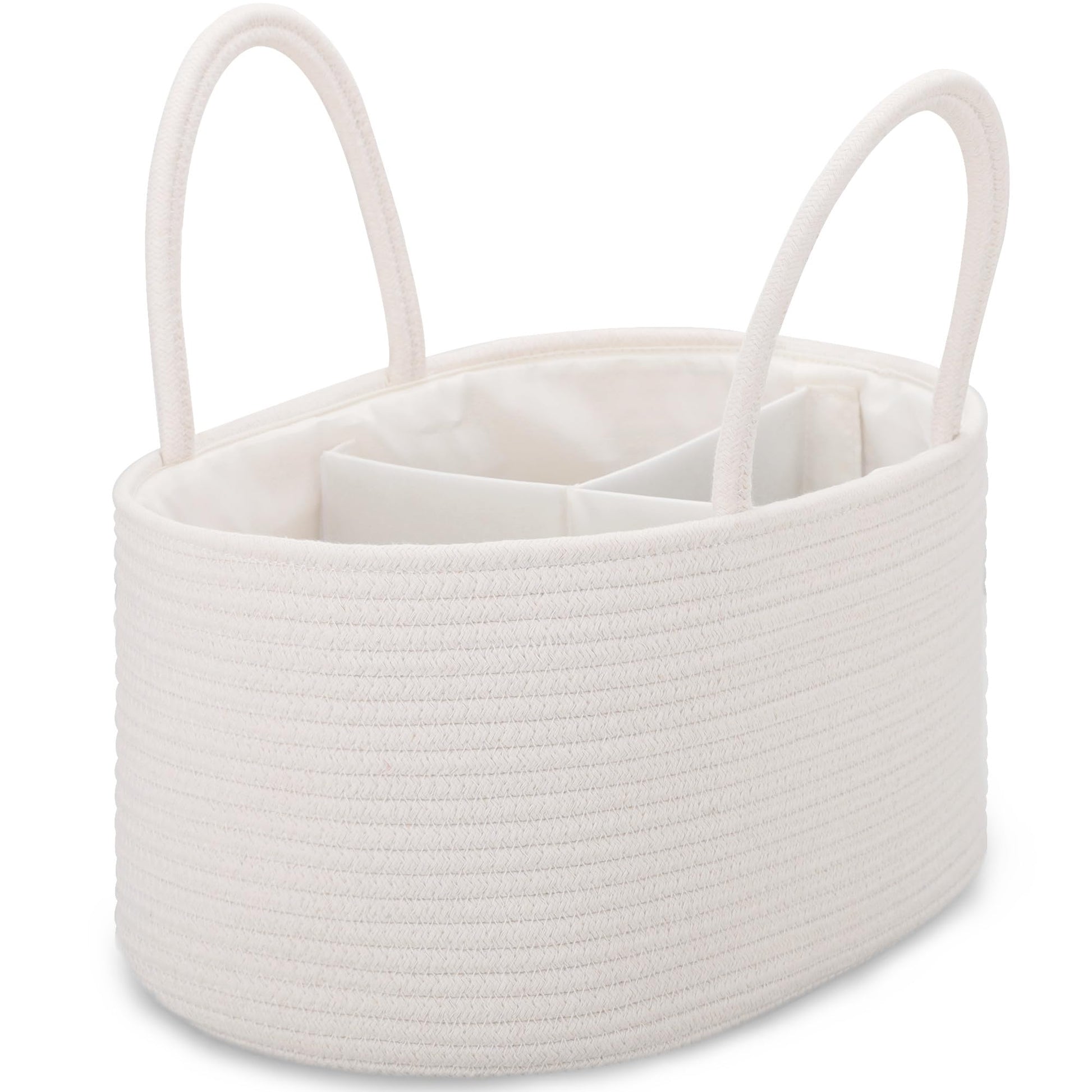 Comse Large Diaper Caddy Organizer For Girl Boy, Gift Basket, Car Diaper Caddy With Handles, Cotton Rope Diaper Basket, Baby Sho