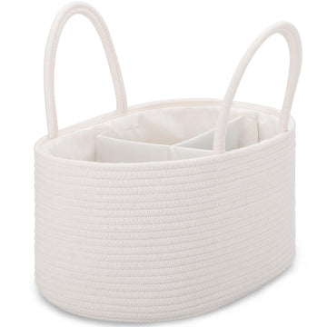 Comse Large Diaper Caddy Organizer For Girl Boy, Gift Basket, Car Diaper Caddy With Handles, Cotton Rope Diaper Basket, Baby Sho