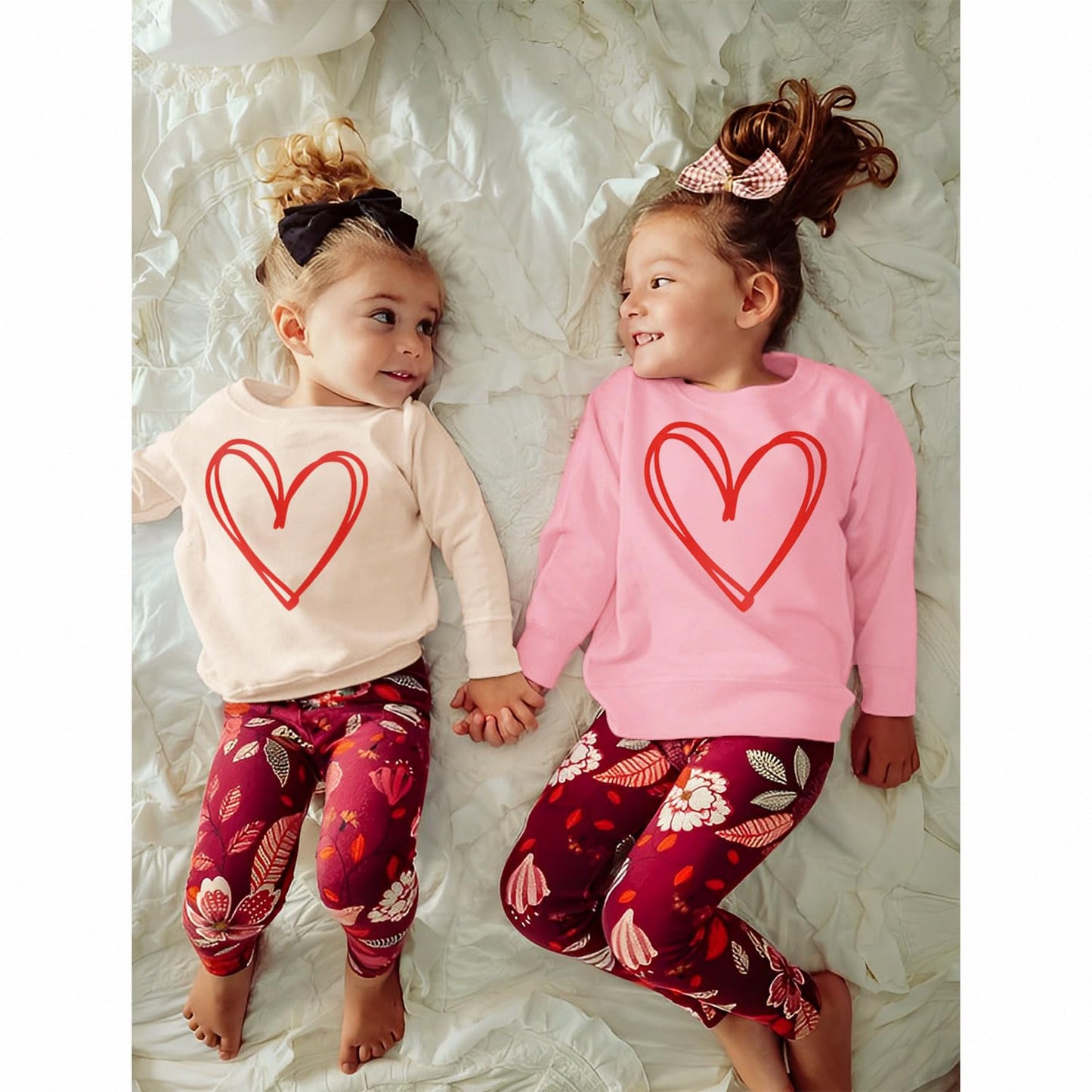 Mommy And Me Valentine'S Day Sweatshirt Love Heart Graphic Family Matching Pullover Casual Long Sleeve Shirt Tops (Kid-Pink, 5-6