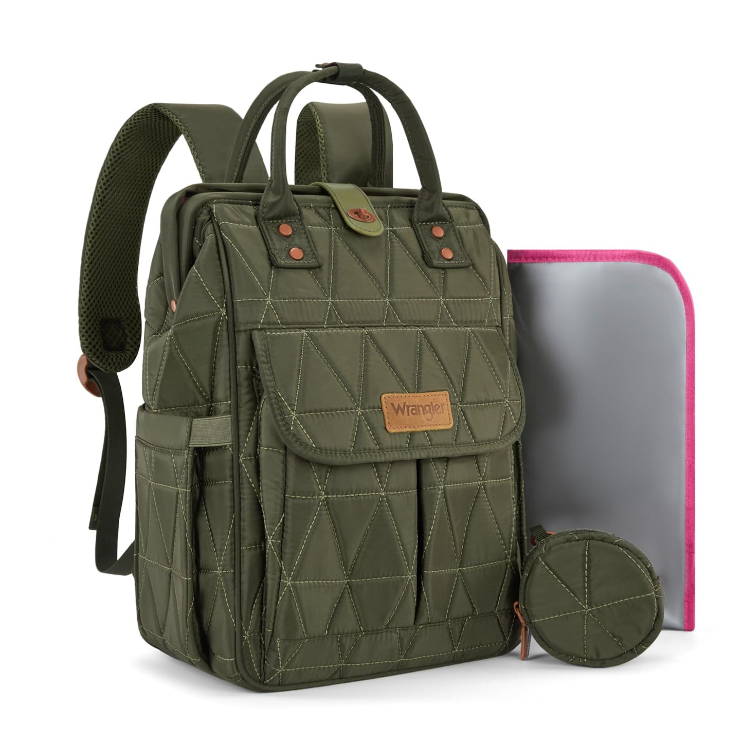 Montana West Wrangler Diaper Bag Backpack Baby Essentials Bag Quilted Travel Backpacks with Insulated Pockets, Portable Changing