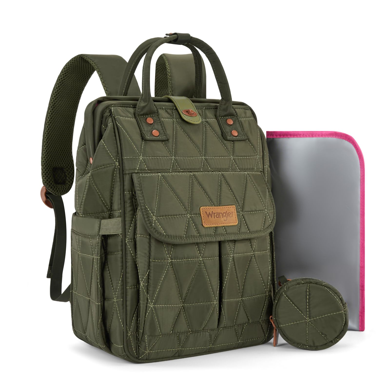 Montana West Wrangler Diaper Bag Backpack Baby Essentials Bag Quilted Travel Backpacks with Insulated Pockets, Portable Changing