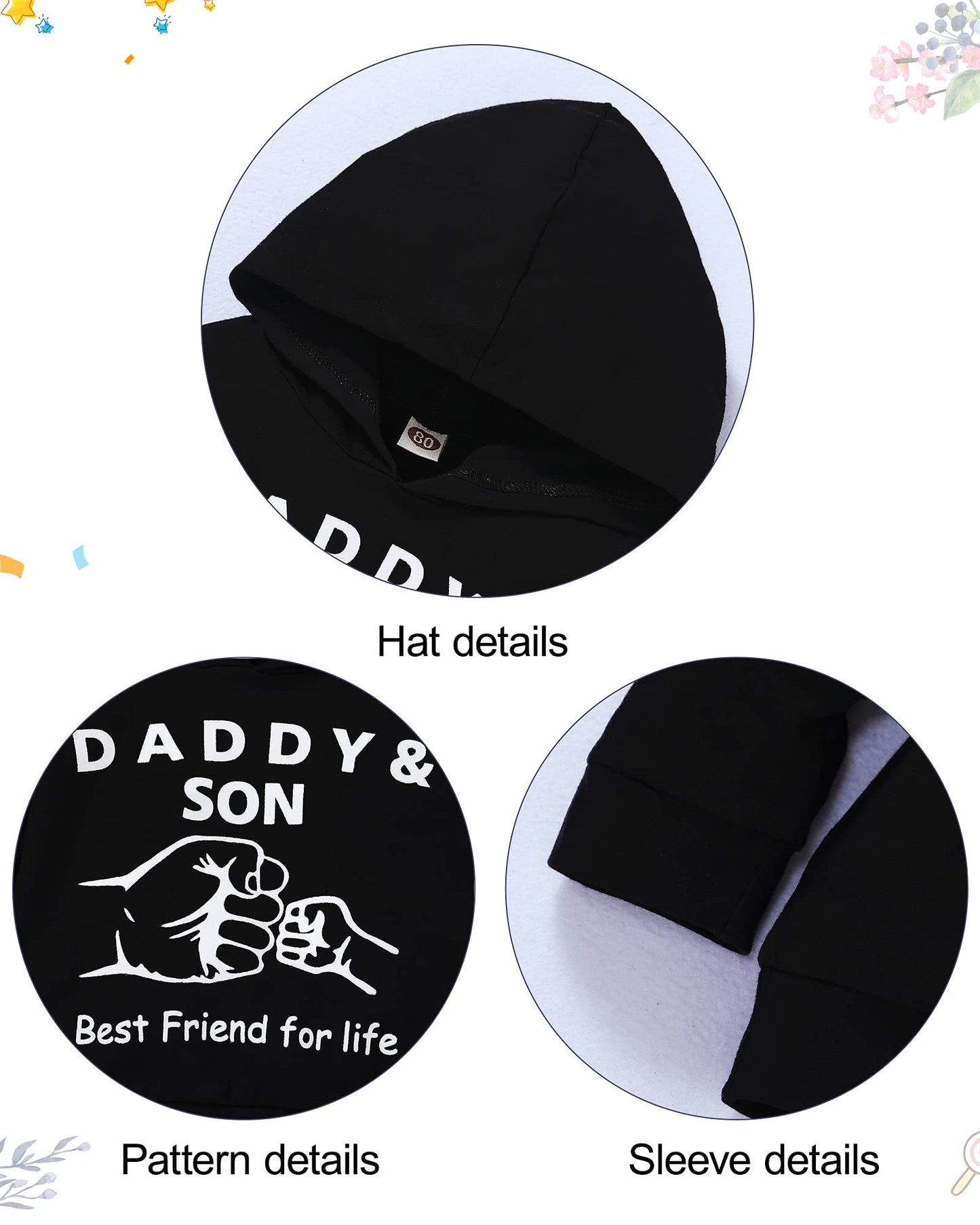 Wesidom Baby Boy Clothes, Long Sleeve Printing Hoodie With Jeans Pants Outfits Set