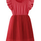 Twkioue Toddler Baby Girl Tutu Tulle Dress Ruffled Sleeve Fluffy Sundress 817 Red 90
