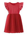 Twkioue Toddler Baby Girl Tutu Tulle Dress Ruffled Sleeve Fluffy Sundress 817 Red 90
