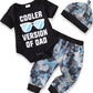 Nzrvaws Infant Baby Boy Clothes Baby Boy Outfits 12-18 Months Short Sleeve Romper Dinosaur Pants Set Black Cute 3Pc For Baby Boy