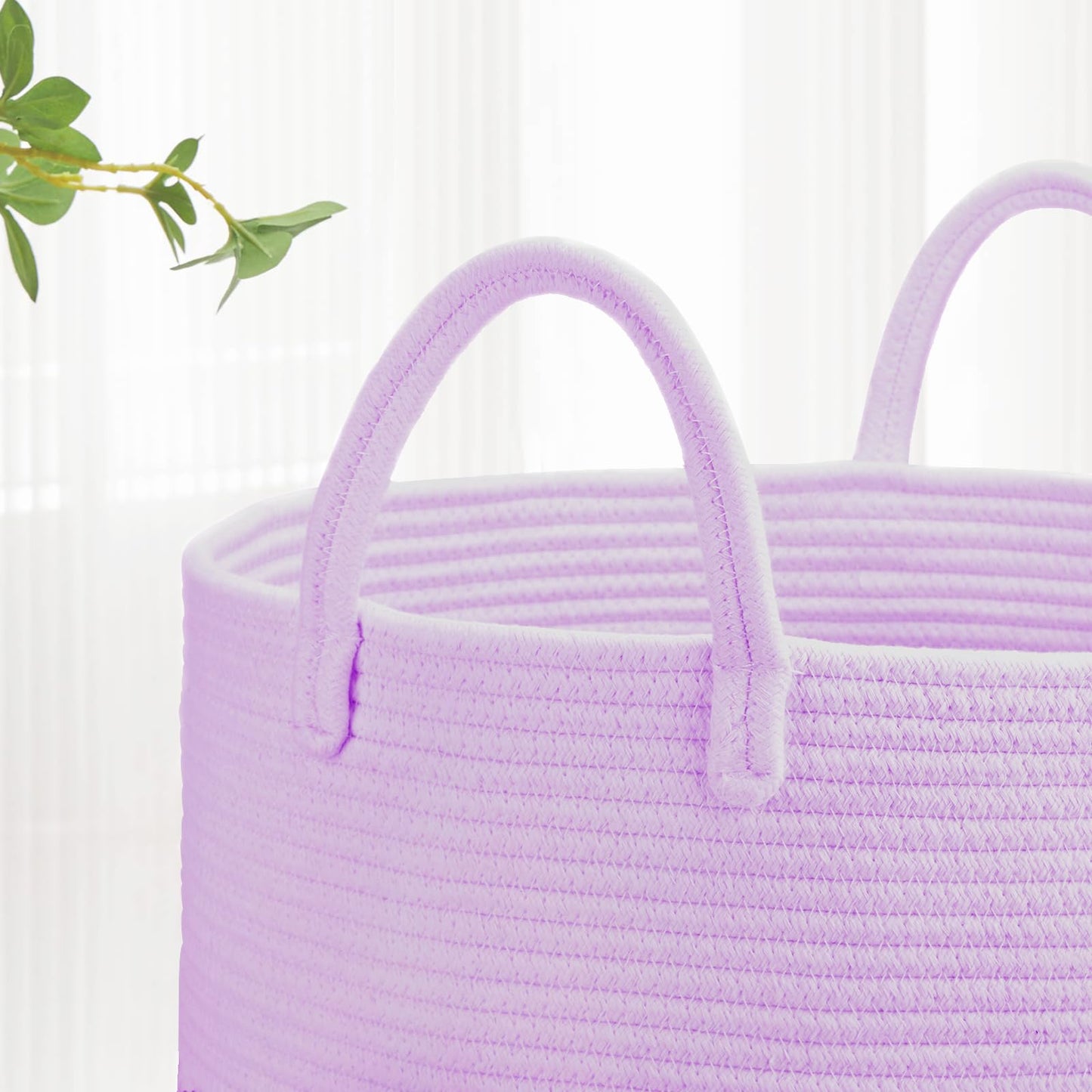 Bosroty Large Cotton Rope Laundry Hamper 65L, Baby Nursery Hamper Bin With Handles, Woven Storage Basket For Living Room Bedroom