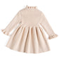 Simplee Kids Little Girls' Long Sleeve Girl Dresses And Rompers Ribbed Knit Sweater Dress Apricot For 6 Months