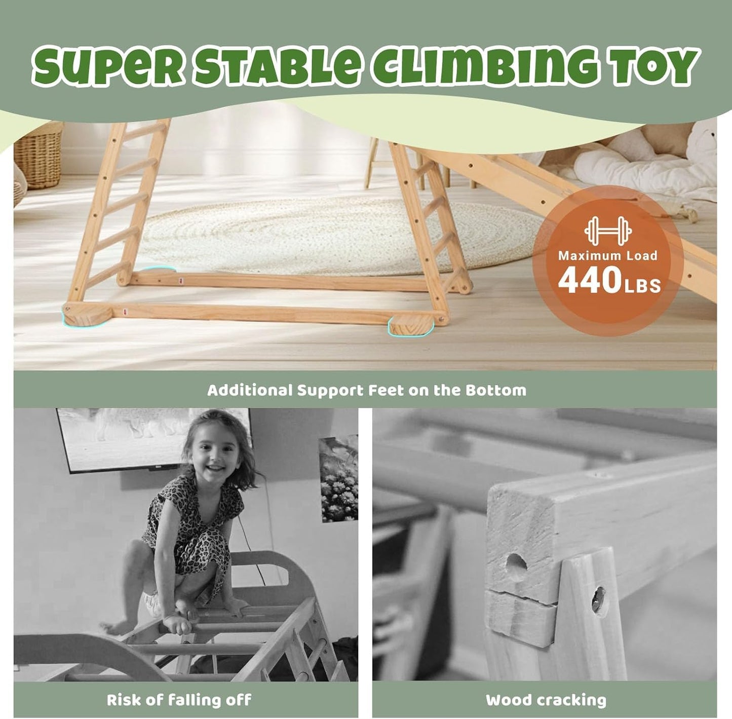 Cosyland Indoor Playground, Wooden Jungle Gym Climber Playset With Slide, Quick Installation Toddler Climbing Toys For Small Spa