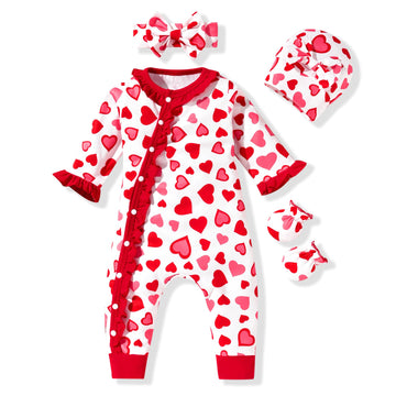 Aalizzwell 0-3 Months Newborn Baby Girls Valentines Day Romper Infant Heart Clothes Coming Home Outfit Clothing