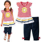 Lukycild Baby Girls Summer Clothes Casual Clothing Suit Short Sleeve Striped T-Shirt +Pants