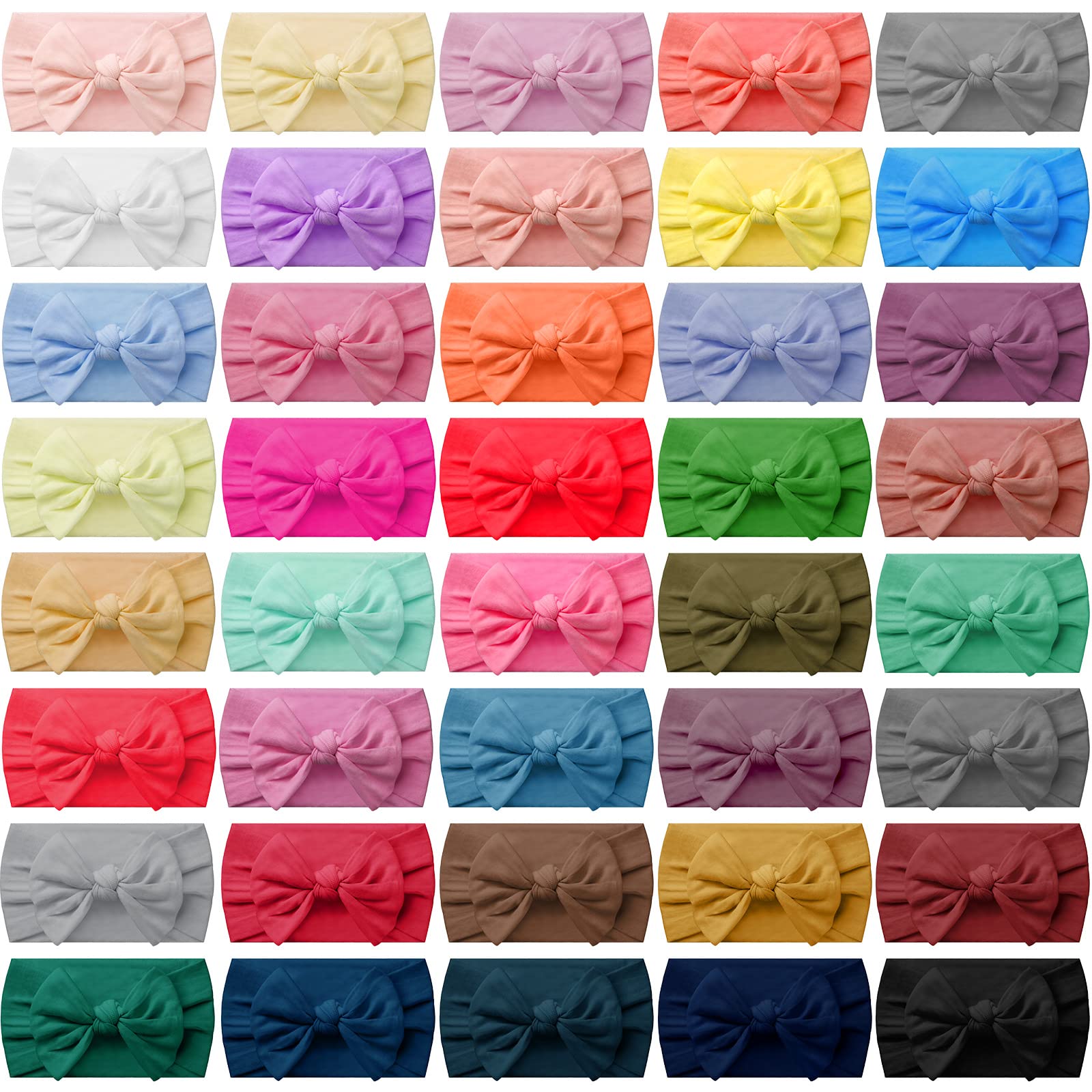 Janinka Baby Girl Hairband, 42 Pcs Nylon Headbands With Bows Knotted Children Soft Hair Accessories For Kids Baby Girls Boys New