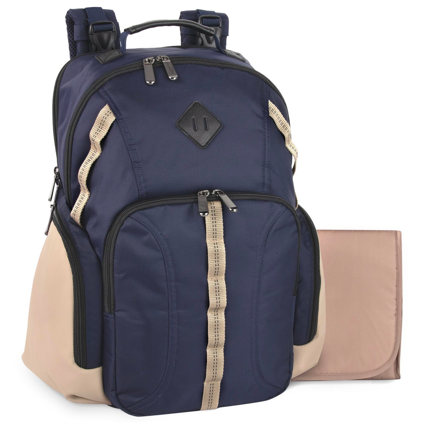 Baby Essentials Super Cooler Two Compartment Diaper Bag Backpack with Changing Pad, Stroller Straps, Insulated Bottle Compartmen