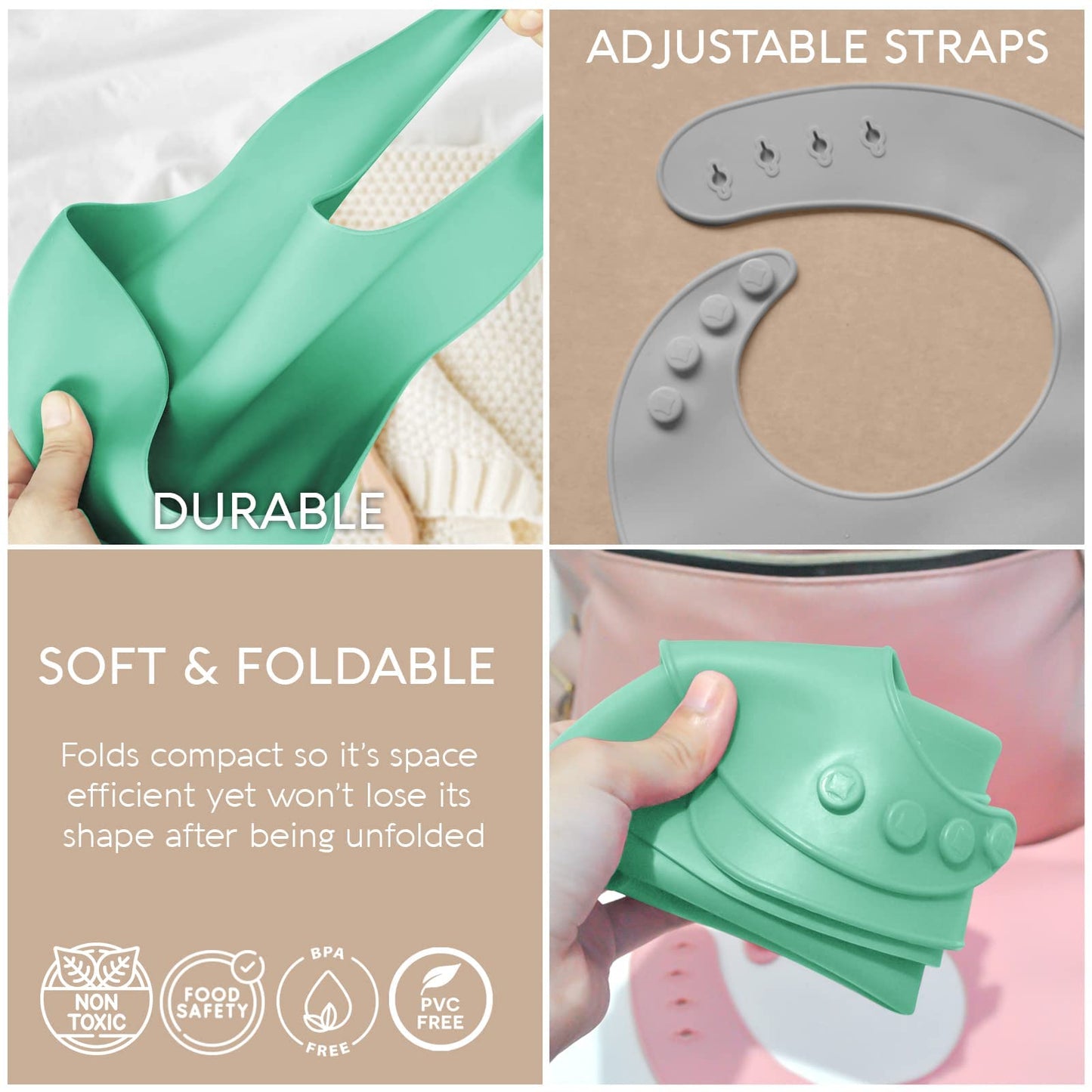 Sperric Silicone Baby Bibs - Soft Silicone Bib With Food Catcher And Waterproof Material - Adjustable Fit For Baby And Toddler (