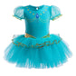 DYMCII Toddler Girls Aladdin Jasmine Princess Ballet Dress Short Sleeve Leotards Skirted Tutu Halloween Christmas Party Costume