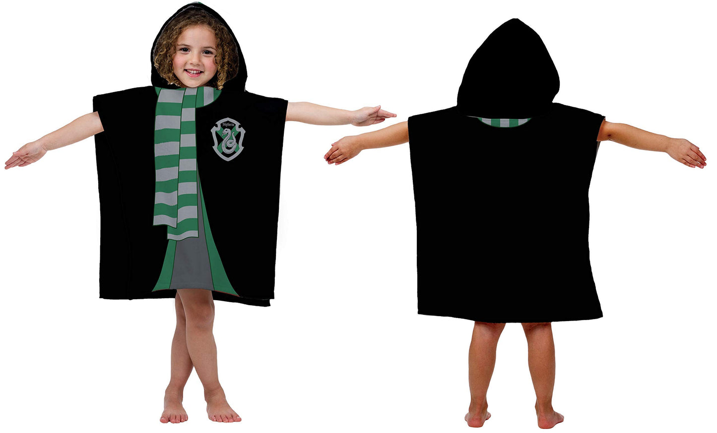 Jay Franco Harry Potter Slytherin Kids Bath/Pool/Beach Hooded Poncho - Super Soft & Absorbent Cotton Towel, Measures 28 X 28 Inc