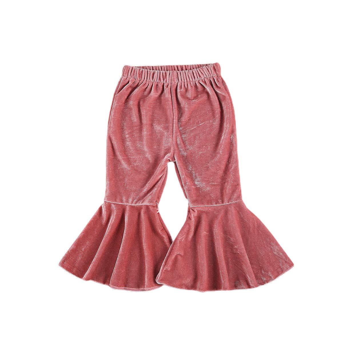 Toddler Bell Bottoms Baby Girls Ruffle Leggings Bell-Bottomed Flare Pants Trousers (D-Pink, 1-2T)