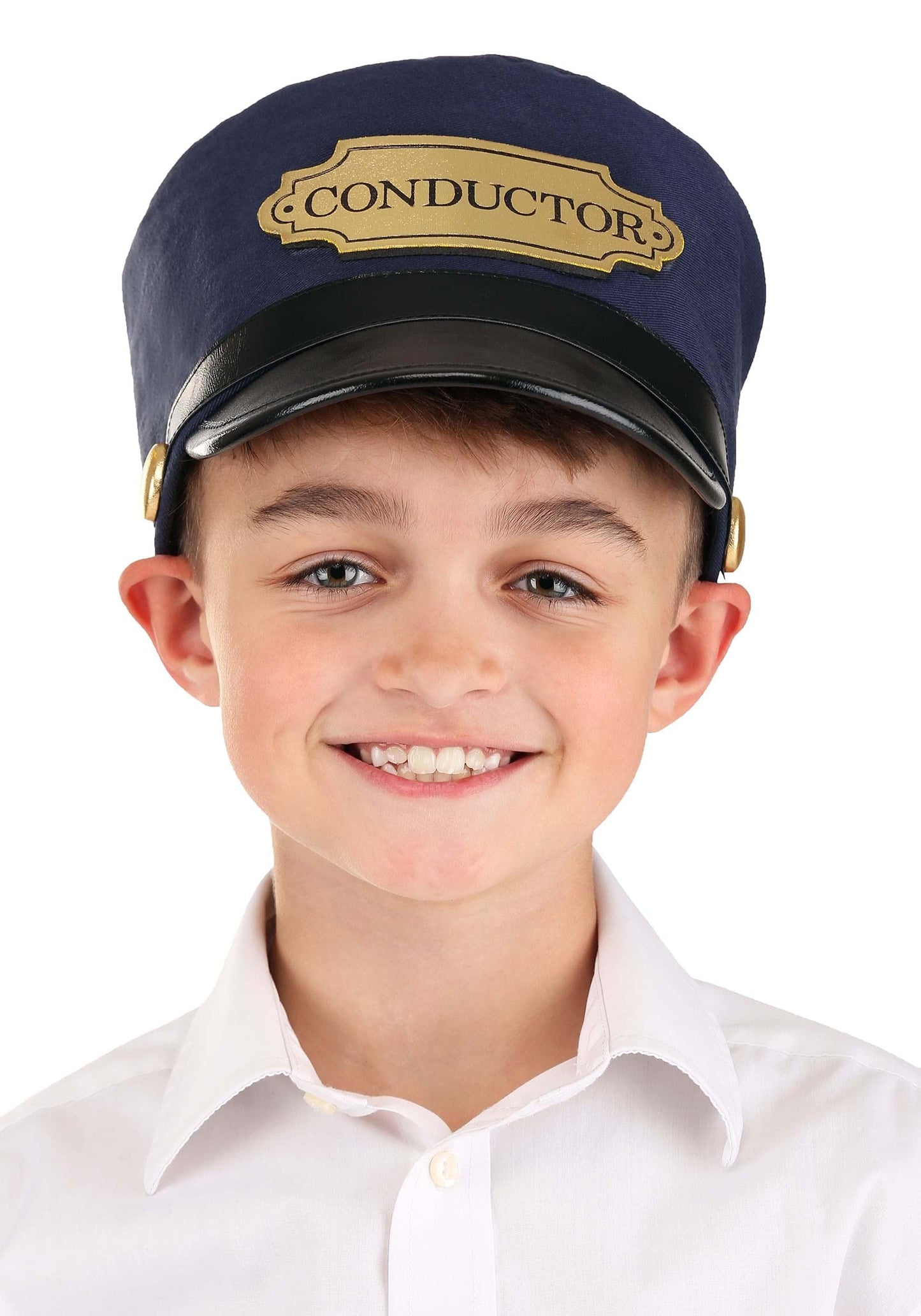 elope Kid's Train Conductor Costume Hat - Faux Leather Bill and Sculpted Conductor Plate