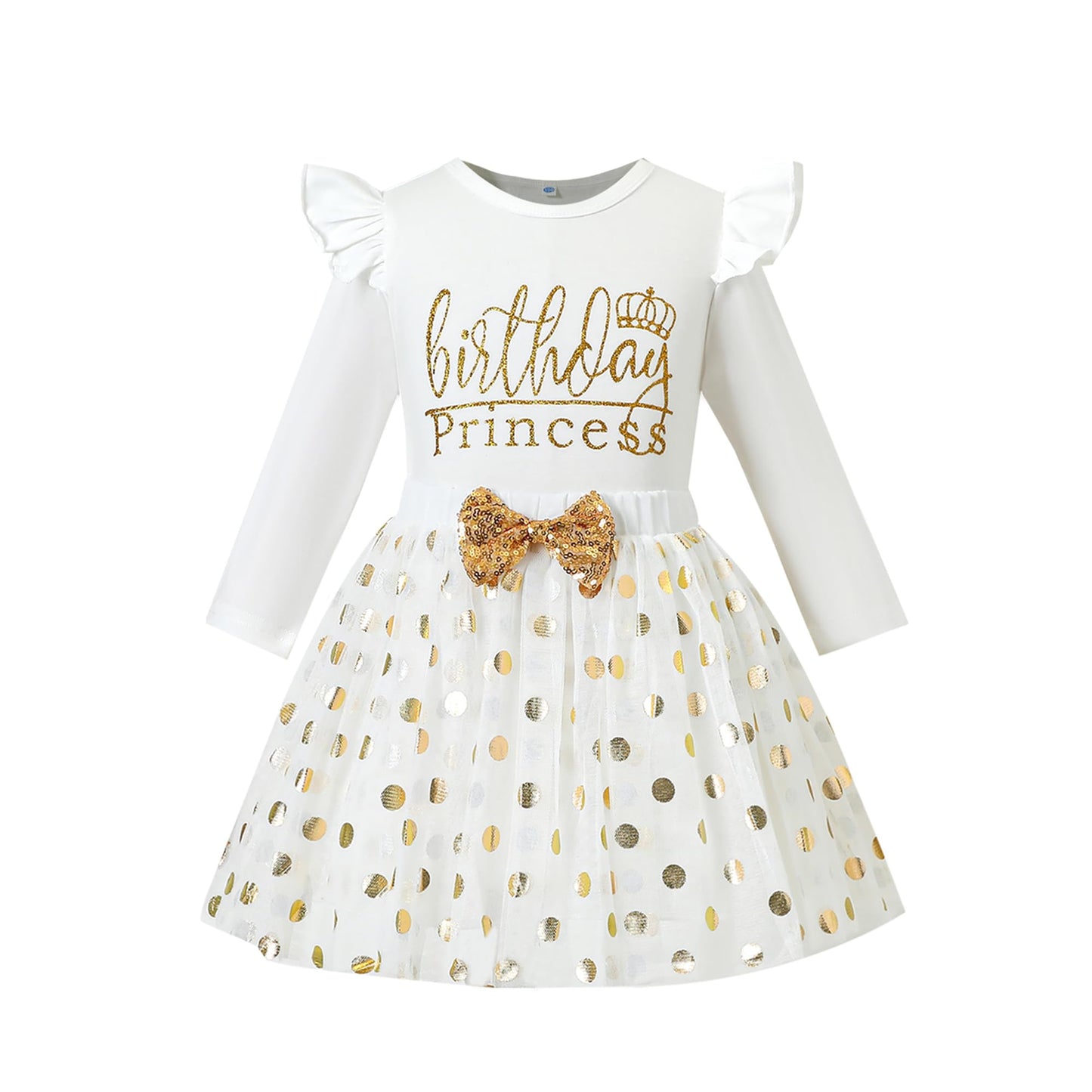 Lysmuch Toddler Kids Baby Girl 'S Birthday Outfits Princess Vest Sleeveless Shirt Mesh Tutu Skirt Set (White Birthday Princess L