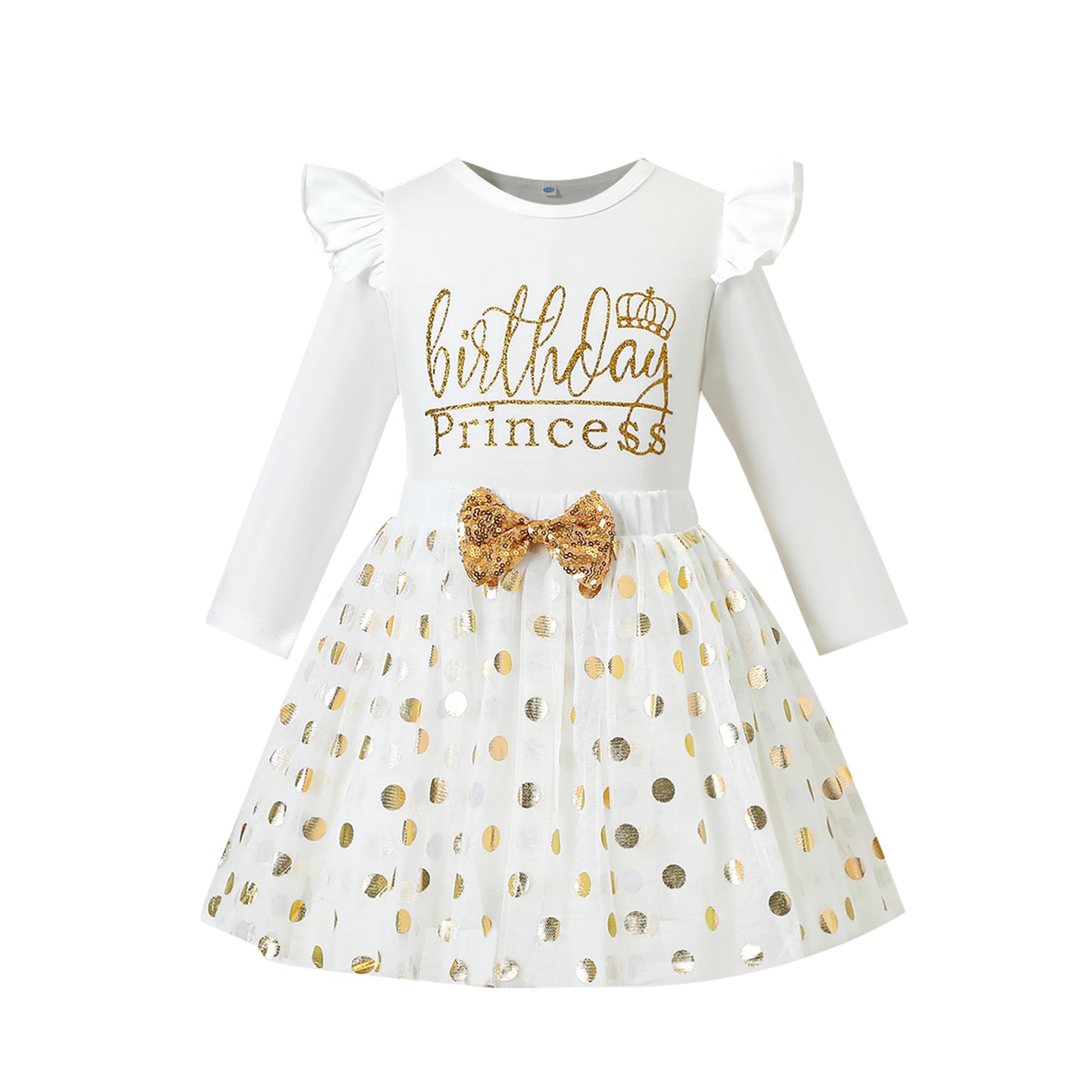Lysmuch Toddler Kids Baby Girl 'S Birthday Outfits Princess Vest Sleeveless Shirt Mesh Tutu Skirt Set (White Birthday Princess L