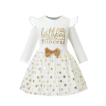 Lysmuch Toddler Kids Baby Girl 'S Birthday Outfits Princess Vest Sleeveless Shirt Mesh Tutu Skirt Set (White Birthday Princess L