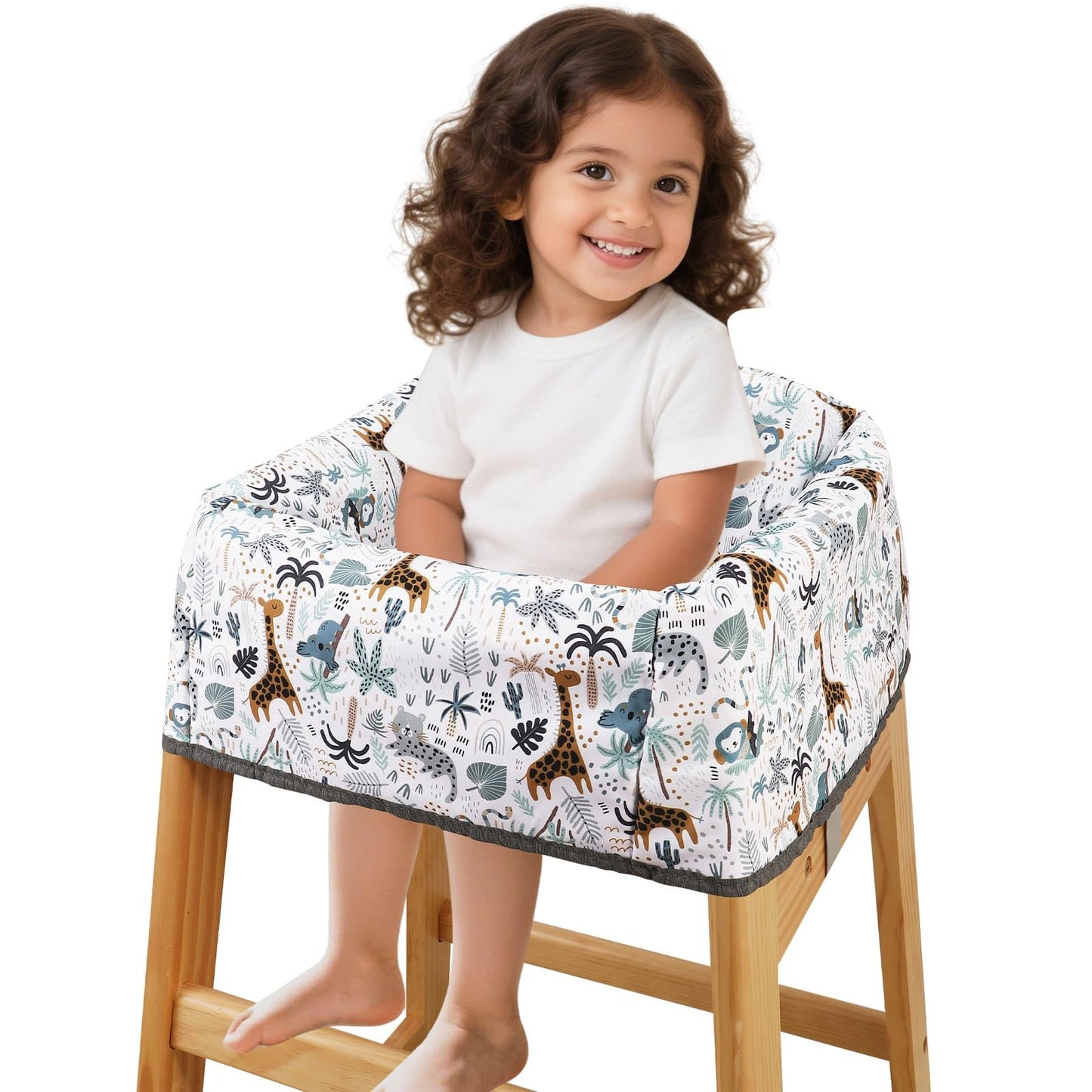 Lunobubo Baby High Chair Cover Restaurant with Strap Pads & 3-Point Harness, Machine Washable, Waterproof Portable Highchair Cov
