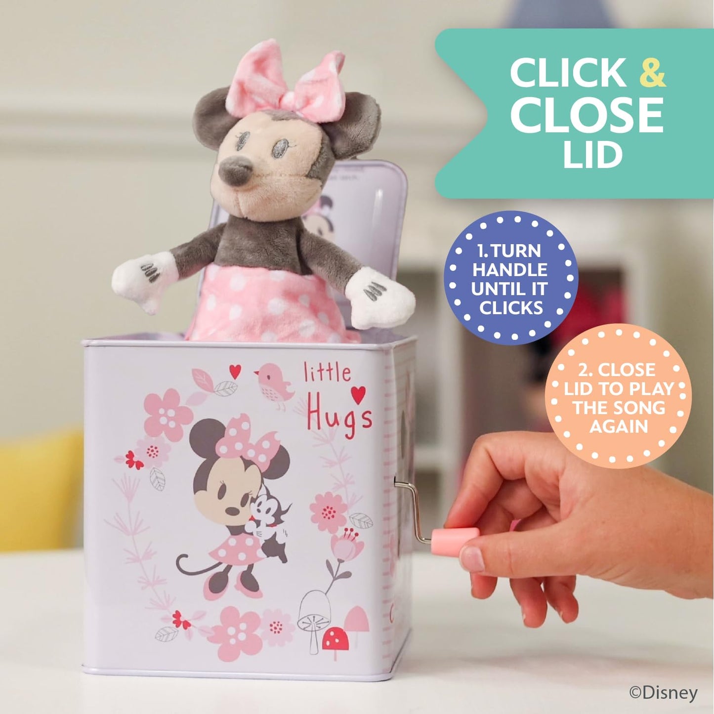 Disney Baby Minnie Mouse Jack-in-The-Box - Musical Toy for Babies- Pink