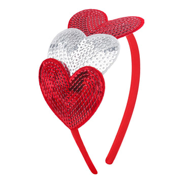 Oneninedream Valentines Headbands For Women Sequin Red Heart Headband For Girl White Glitter Headbands Love Hairbands Valentines