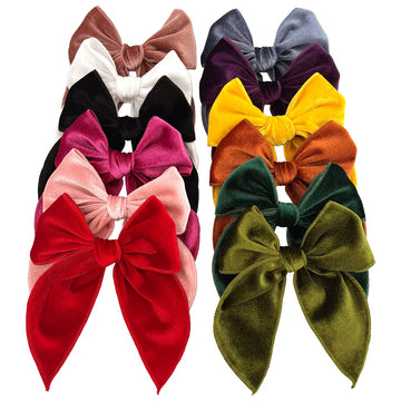 Large Velvet Fable Bow Hair Clips Barrettes For Baby Girl Velvet Hair Bows Alligator Clip For Little Girls Toddler Kids Teens Wo