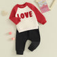 Beqeuewll Baby Boy Valentines Day Outfit Long Sleeve Love Sweatshirt Jogger Pants Set Toddler Boys Valentines Outfits (Love-Apri