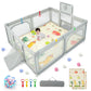 INFANS Baby Playpen, 74    x 62    Extra Large Baby Play Yard with Crawling Mat, 50 Ocean Balls, 4 Pill Up Rings, Basketball Hoo