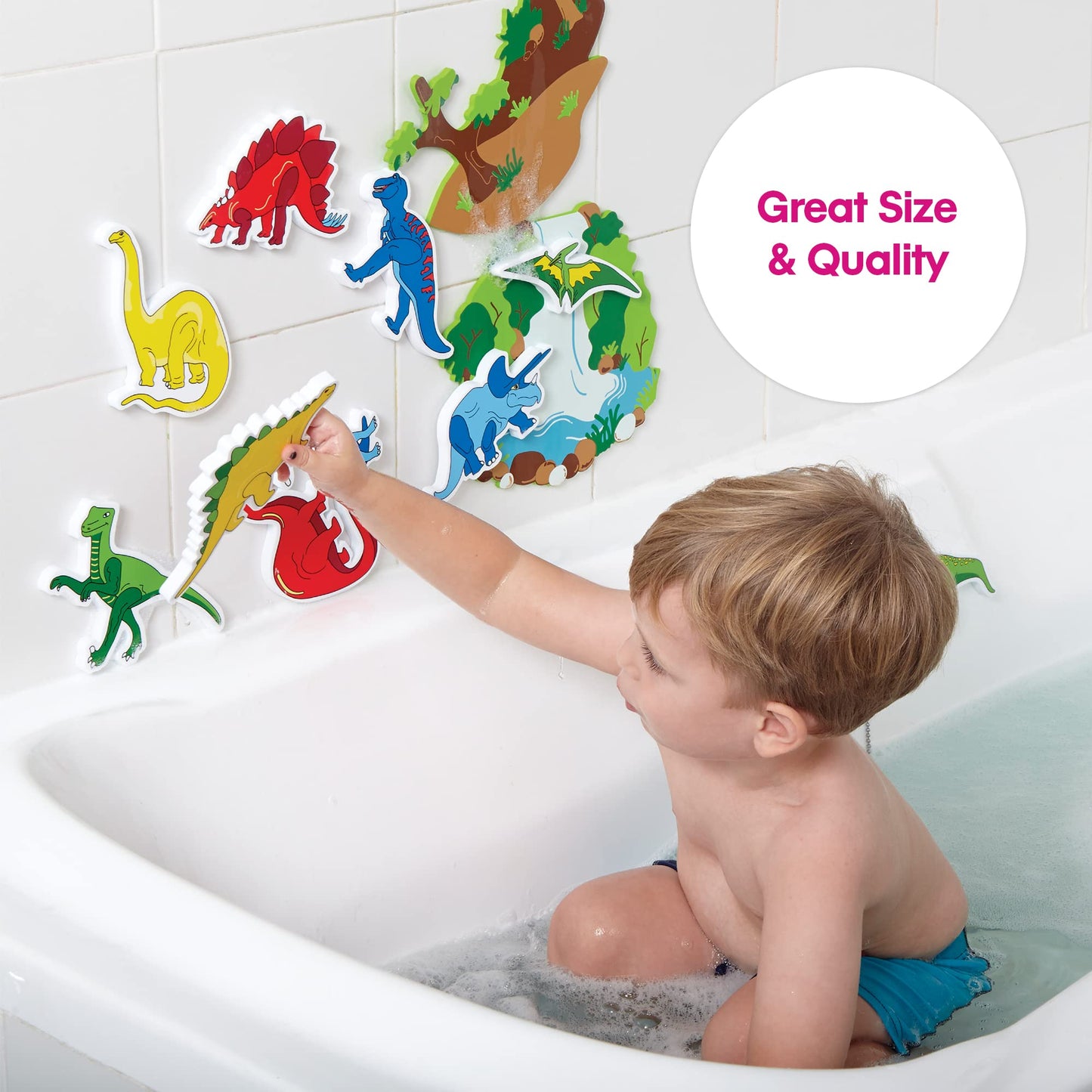 Edushape Magic Creations Foam Sticker Imaginative Bath Tub Activity Play Set, Dinosaurs