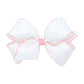 Wee Ones Girls' Classic Grosgrain Moonstitch Edge Hair Bow On A Weestay Hair Clip, Medium, White With Light Pink