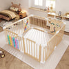 YZNVCG Baby Playpen - Adjustable Multi-Shape Wooden Play Yard, Portable Collapsible Activity Center with Baby Fence Play Area & 