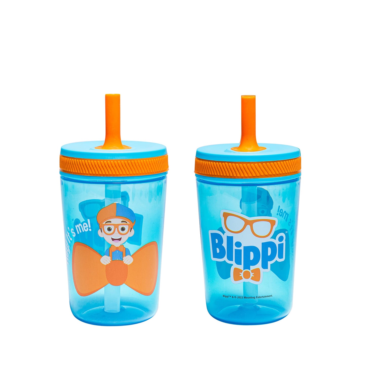 Zak Designs Blippi Kelso Toddler Cups For Travel or At Home, 15oz 2-Pack Durable Plastic Sippy Cups With Leak-Proof Design is Pe