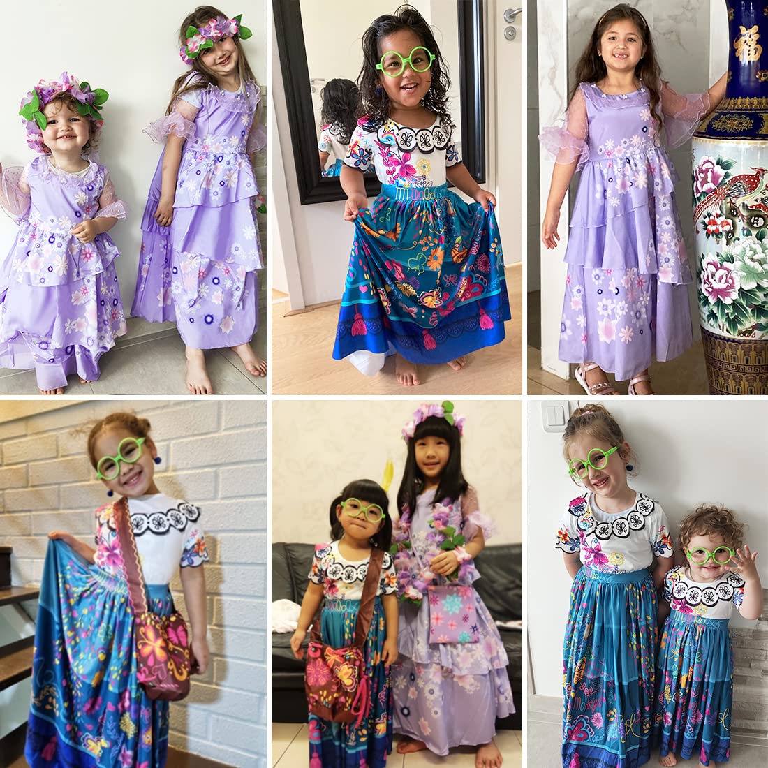 Ruyuyiru Encanto Mirabel Cosplay Costume For Girls Isabela Mirabe Madrigal Princess Dress Up Halloween Paty Dresses 130(Purple)